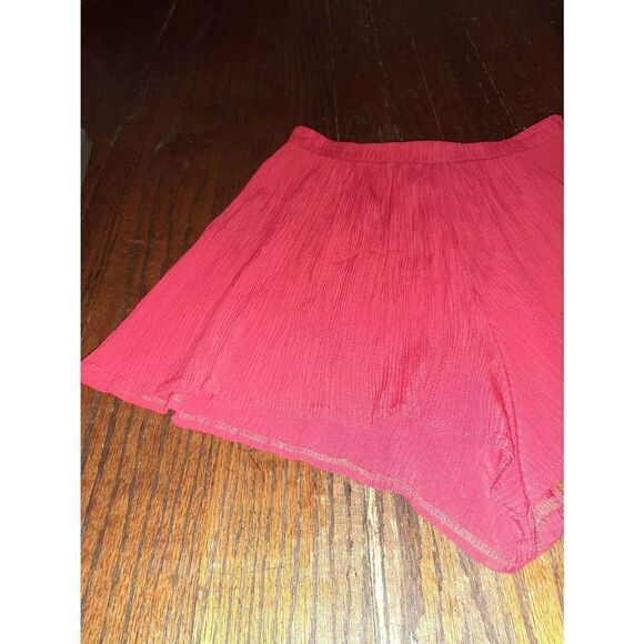 Small Vintage Antonio Moreno Miami Red Crepe High Rise Elastic Waist Shorts - Picture 2 of 4